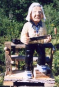 wood carving of Sydney Mahaney, dory builder